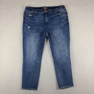 Kut From The Kloth Jeans Womens 18W Blue Crop Straight Leg Fray Light Wash Denim